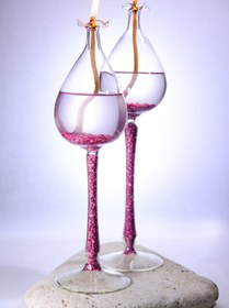 Resim Narçiçeği Takı ve Hediyelik Eşya El Yapımı Üfleme Cam Özel Tasarım Ikili Kandil Seti 