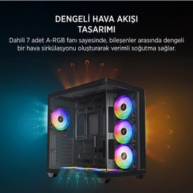 Resim James Donkey Stark S801 7xargb Temperli Cam 650w 80+ Bronze Atx Siyah Gaming Oyuncu Kasa 