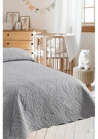 Resim Tek Kişilik Düz Renk Kapitone Yatak Örtüsü, Sade Ve Şık Görünüm 175 X 250cm Gri 