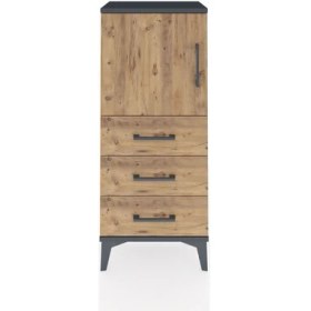 Resim Arges Komodin 2 Raflı 3 Çekmeceli Tek Kapaklı 44X30X106 Antrasit-Çam 