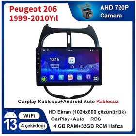 Resim Peugeot 206 1999-2010yıl Carplay 9inç 4/32gb Multimedya 