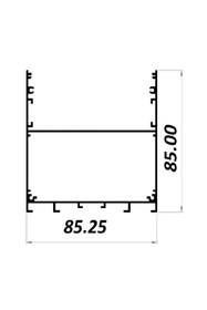 Resim Ledarmy LED Alüminyum Profil Siyah Kasa 1 Metre 85x85mm Opak Pleksi Kapak Yan Kapak Montaj Yayı 8413 