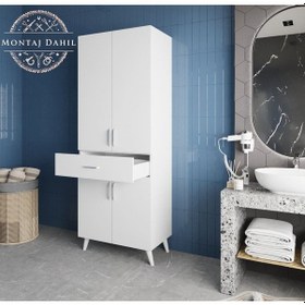 Resim Mavera Çok Amaçlı Dolap Banyo Mutfak Kiler Dolabı Beyaz Beyaz 