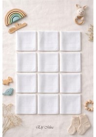 Resim Hepsine Rakip 12 Adet Pamuklu Ekonomik Paket Çok Amaçlı Beyaz Kare Mendil 28x28 Cm Beyaz 