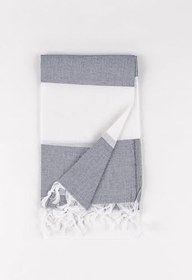 Resim Siyah Kalın Çizgili Pamuk Peştemal 