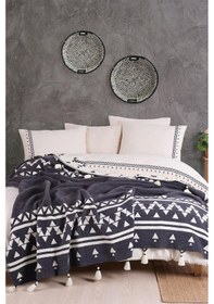 Resim İyi Geceler İstanbul Keops Antrasit %100 Pamuk Çift Kişilik Battaniyeli Nevresim Takımı Antrasit 