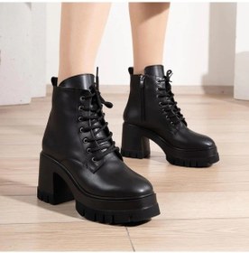 Resim Park Moda Kalın Topuklu Platform Kadın Postal Bot Siyah Siyah 