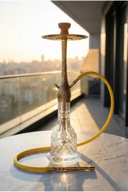 Resim gökkuşağı nargile Tamamen Bakır Nargile Takımı Işlemeli Mükemmel Duman Performansı 