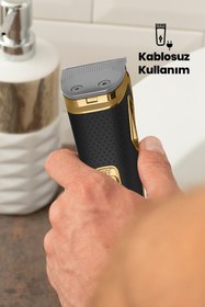 Resim GOLDMASTER Zenith Çift Port Şarj Girişli Kablolu Kablosuz Kullanım Erkek Bakım Seti 