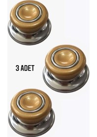 Resim Doğuş Mutfak 3 Adet Gold Tüm Tencere Tava Kapaklarına Uygun Bagalit Tepe Cam Tencere Kapağı Kulpu 