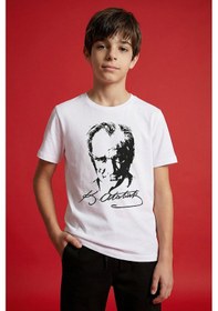 Resim Tommy Life Beyaz Atatürk Baskılı Unisex Çocuk T-shirt - 11332 