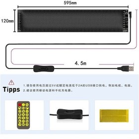 Resim 60 Cm Matrix Led Panel Cama Yapışan Yazı Yazan Telefon Kontrollü 