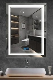 Resim Dokunmatik Akıllı Ayna Bluetoothlu Buhar Tutmayan Hd 3 Renk Ledli Banyo Aynası Dekoratif Ayna 60x80 