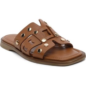 Resim Greyder 59250 Taba Hakiki Deri Kadın Terlik -814 Taba 