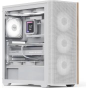 Resim Aero Cool D501A White 850W 80+ Gold, 4X12CM A-Rgb Fanlı, Ahşap Ön Panel Detaylı, Tempered Cam Yan ve Mesh Ön Panel, USB Type-C, Atx Bilgisayar Kasası (AE-D501A-WH850GD) 