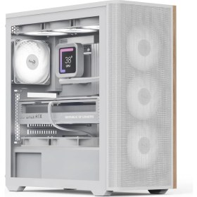 Resim Aero Cool D501A White 850W 80+ Gold, 4X12CM A-Rgb Fanlı, Ahşap Ön Panel Detaylı, Tempered Cam Yan ve Mesh Ön Panel, USB Type-C, Atx Bilgisayar Kasası (AE-D501A-WH850GD) 
