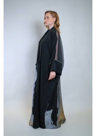 Resim Crystalia Özel Işıltılı Jakar Kumaş Ve İç Elbiseli Sendi Kumaş İkili Takım Abaya Çok Renkli 