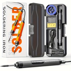 Resim Taşınabilir USB Soldering Iron Seti, LCD Ekranlı, Ayarlanabilir Sıcaklık, Şarj Edilebilir 1000mAh Pil - Ev DIY, Elektronik Tamir ve Otomotiv Kullanımı için İdeal - Depolama Kutusu Dahil, Montaj Gerektirmez, Elektronik Tamir Seti | Kompakt Soldering Seti | Dayanıklı Yapı, Soldering İstasyonu 