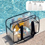 Resim 1 adet Büyük Kapasiteli 10L Su Geçirmez PVC Açık Hava Boş Zaman Çantası, Evrensel Uyumlu, Tamamen Su Geçirmez, Çıtçıtlı Kapatma/Fermuarlı, Plaj, Yüzme, Tuvalet ve Kozmetik Saklama İçin Seyahat Paketleme Çantaları 