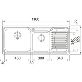 Resim Franke Galassia Gax 621 Sağ Damlalıklı 2 Gözlü Paslanmaz Çelik Mutfak Eviyesi 50x116cm Inox 