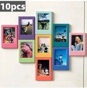 Resim Globalbloom 10pcs Rastgele Renkli Manyetik Fotoğraf Çerçeveleri Retro Tasarım Buzdolabı Mıknatısları 