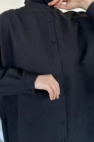 Resim Hakim Yaka Basic Tesettür Tunik Siyah TZL-P-00021222 