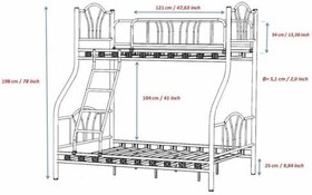 Resim Reyo İmaj 3 Kişilik Ebeveyn 3'lü Metal Ranza Siyah 90x200 / 140X200 