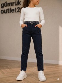 Resim Kız Çocuk Gabardin Pantolon Lacivert 