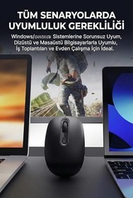 Resim Coverzone Kablosuz Mouse 2.4G USB Alıcılı Tak Çalıştır Ofis Faresi 3 Kademeli DPI 800/1200/1600 Ayarlı Sessiz Tıklama Hafif 57g Ergonomik Dizüstü Masaüstü Uyumlu | AJAZZ NJ04 