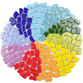 Resim 200g büyük seramik mozaik karolar, yaklaşık 35 adet düzensiz şekilli serbest taşlar, el yapımı malzeme ve gevşek malzemeler için 