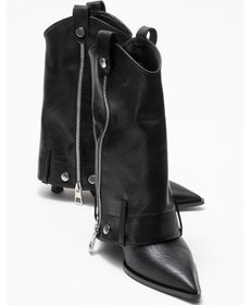 Resim Luvi Shoes Lola Siyah Fermuarlı Sivri Burunlu Kadın Topuklu Bot Siyah 