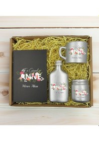 Resim Bk Gift Kişiye Özel İsimli Dtf Anne Temalı Antrasit Defter & Gümüş Kahve Fincanı & Kolonya & Mum Hediye Seti-1, Anneye Hediye, Anneler Günü Hediyesi K 