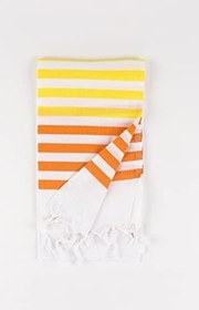 Resim Sarı Turuncu Çizgili Pamuk Peştemal 