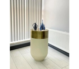 Resim Evden İste Dekoratif Eskitme Darbuka Beyaz Sehpa 70CM 