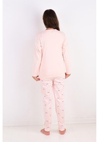 Resim Kız Çocuk Uzun Kollu Fiyonklu Ayıcık Model Pijama Takımı-pembe Pembe 