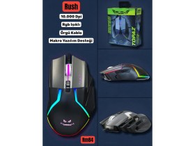 Resim Technow Rush Topaz RM84 10.000 Dpı Rgb 6d Makro Pro Gaming Oyuncu Mouse 