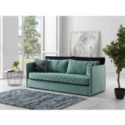 Resim Meşe Home Siesta Fonksiyonel Kanepe Koltuk Metal Bazalı Yataklı Süngerli Su Yeşili Plastik Ayaklı 