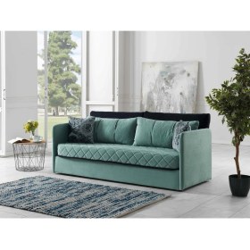 Resim Meşe Home Siesta Fonksiyonel Kanepe Koltuk Metal Bazalı Yataklı Süngerli Su Yeşili Plastik Ayaklı 