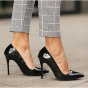 Resim HAVVA SHOES Kadın Siyah Rugan Ince Topuklu Stiletto 