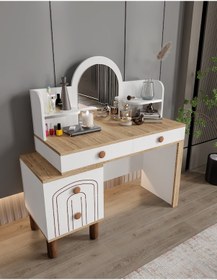 Resim Afilli Hilal 4 Çekmeceli Makyaj Masası Tamamı Mdf 