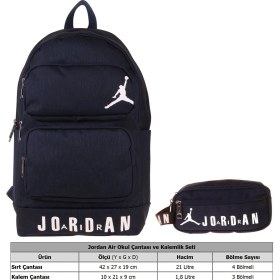 Resim Jordan Air Cleveland Navy Blue Lacivert Ikili Sırt Çantası ve Kalemlik Seti - Erkek Çocuk - SETJA-Q3172C 