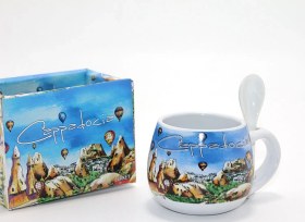 Resim River World Seri B Tekli Kahve Fincanı Yöresel Kaşıklı Renkli 