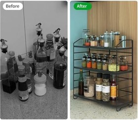 Resim Ayarlanabilir Raflı 40cm Baharatlık, Organizer, Düzenleyizi Tezgahüstü Banyo, Mutfak, Ofis Model-1 (Siyah) 