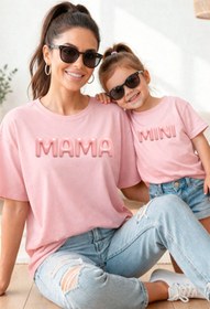 Resim genosha Anne Kız 100% Pamuk T-shirt Mama Mini Mother Daughter TEKLİ FİYAT 