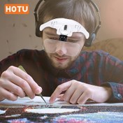 Resim HOTU 5-Objektifli LED Baş Lambası - Okuma, Mücevher İnceleme ve Yakın Çalışma için Parlak, Eller Serbest Işık - Ayarlanabilir, Esnek Tasarım ile Rahat Kafa Kayışı (Piller Dahil Değildir), Hotu 