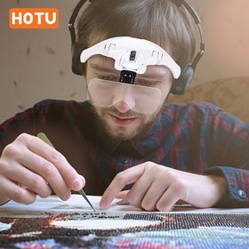 Resim HOTU 5-Objektifli LED Baş Lambası - Okuma, Mücevher İnceleme ve Yakın Çalışma için Parlak, Eller Serbest Işık - Ayarlanabilir, Esnek Tasarım ile Rahat Kafa Kayışı (Piller Dahil Değildir), Hotu 