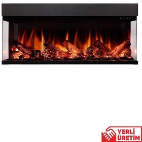 Resim Laden 120 Elektrikli Şömine - 3 Tarafı Cam Çerçeveli, Isıtıcılı, 