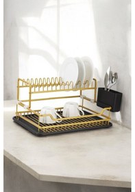 Resim Paslanmaz Alüminyum İki Katlı Gold Bulaşıklık Modern Tabaklık Gold 