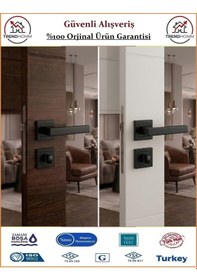 Resim Çelebi Lama Rozetli İç Kapı Kolu - Mat Siyah - Wc Banyo 