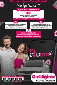 Resim Oto Ara Pembe Araç Cam Etiket 